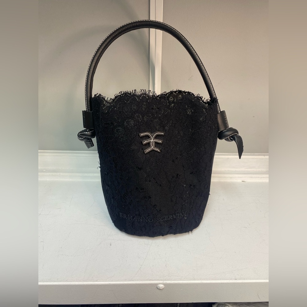 Ermanno Scervino Black Lace Bucket Bag